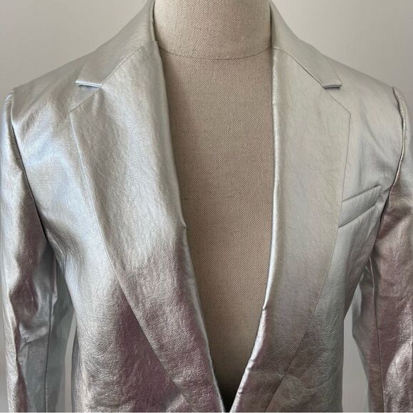 NWT A.L.C Dakota Jacket Metallic silver size 2 - Picture 6 of 16